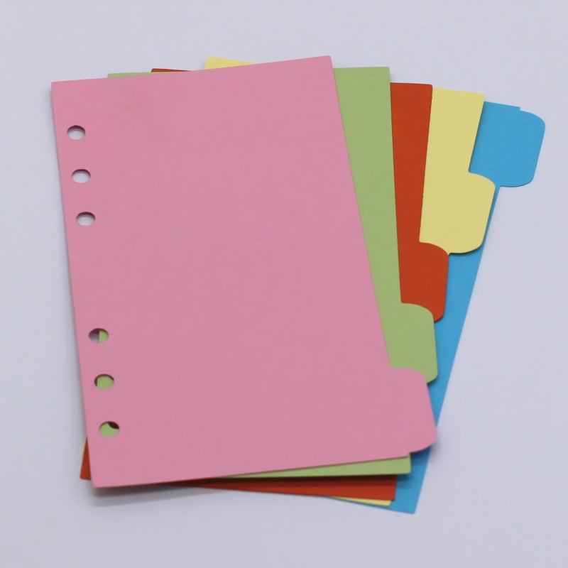 LONG TAO 12 Set A6 6 Holes Loose Leaf Index Dividers with Tags for Index Cards Fits Standard Binders Durable Colorful Write-On Dividers with Clear Binders - Image 3
